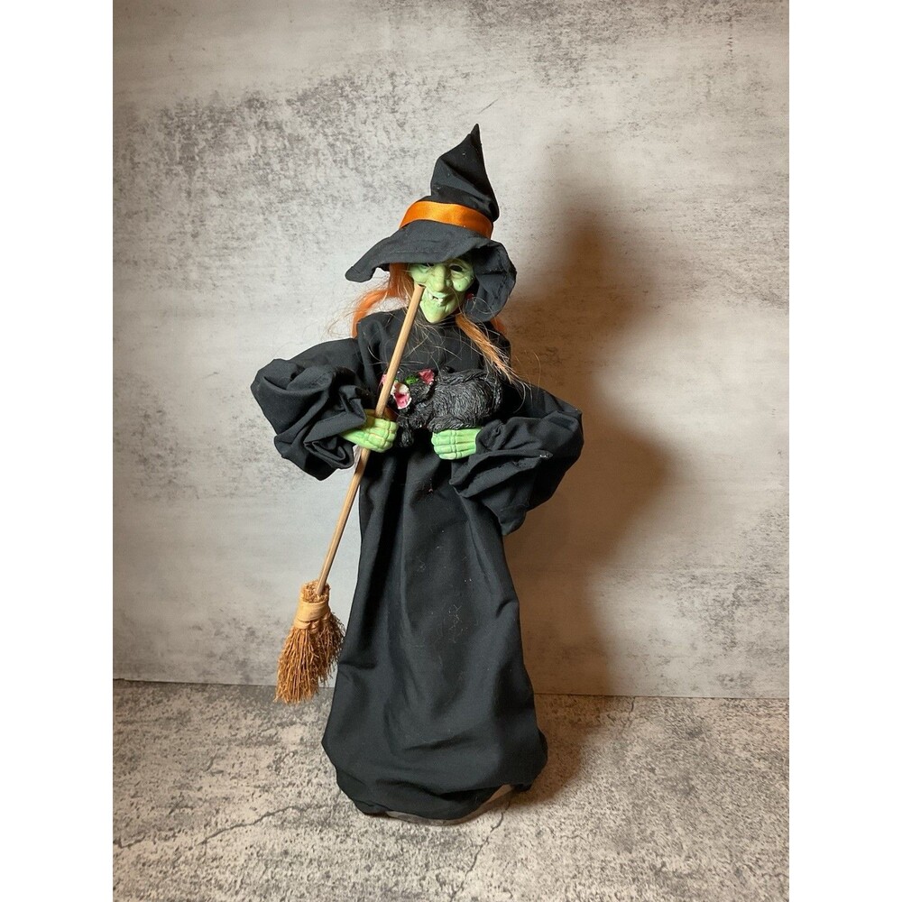 Vtg Paper Mache Halloween Witch Cauldron Lantern Handmade 12” Tall Decor